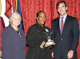 Kim Nimoy receiving the Governor's Freedom, Justice, and Courage Award